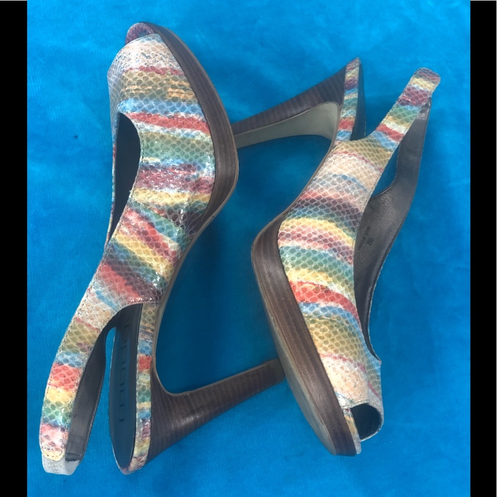 Moda Spana Multi Color Stripe Embossed Leather He… - image 2